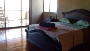 Guest bedrooms have glass walls to maximize light in the rooms