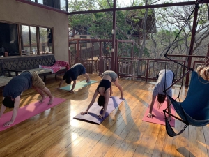 Yoga on the deck! Why not? Lots of space