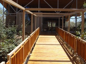 jungle walkway connects guest house and master suite
