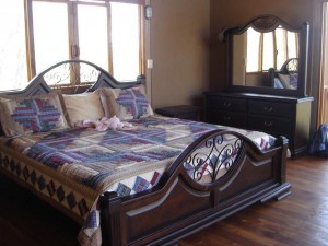 Master bedroom has a king bed